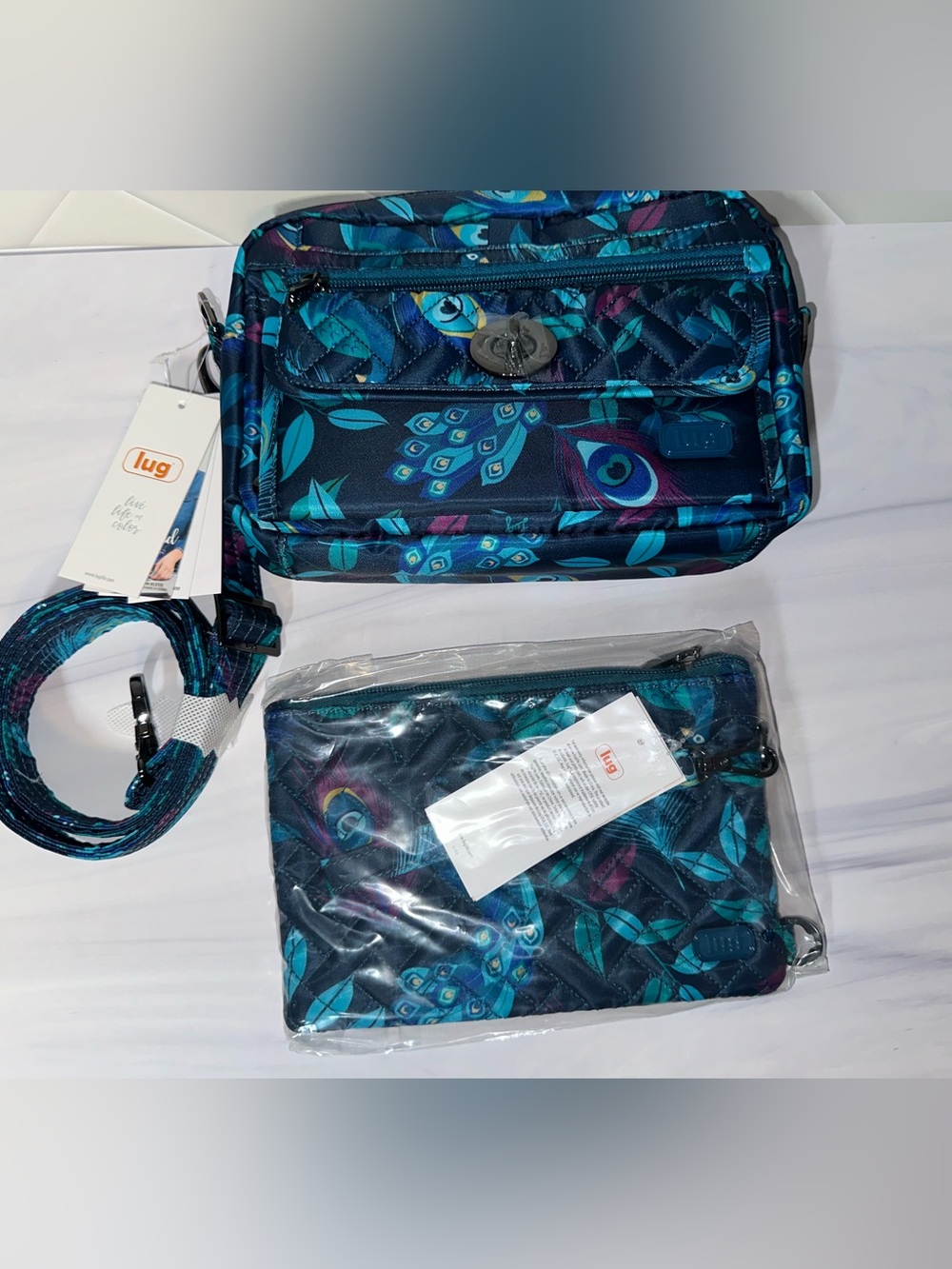 LUG Switch Crossbody & Peekaboo Pouch Set - Peacock Multi NEW